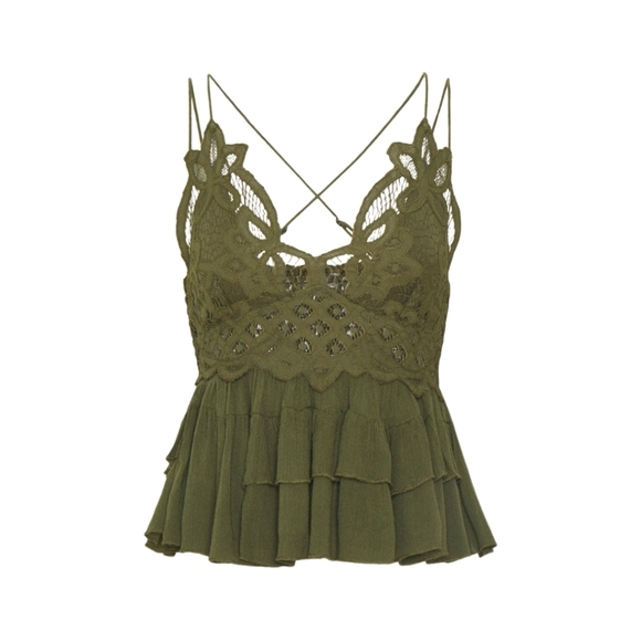 New!! 🩷 Free People - Adella Cami green. Small - Picture 2 of 3